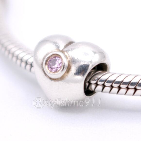 Authentic Pandora Heart with Pink Zirconia Charm - 790134PCZ - Picture 1 of 11